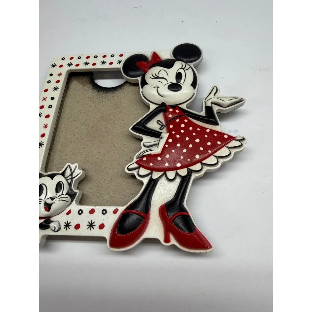 Disney Parks Minnie Mouse FigaroCat Polka Dot Magnet Photo Frame Red White Black